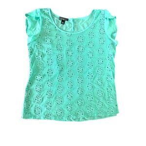 AGB PL Floral Embroidered Mesh Sheer Blouse PL